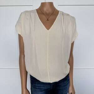 United Colors of Benetton, Cream Flowy Pleated Front Blouse, Women’s XS/S